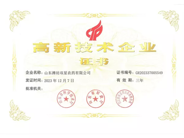 Double Star High tech Enterprise Certificate