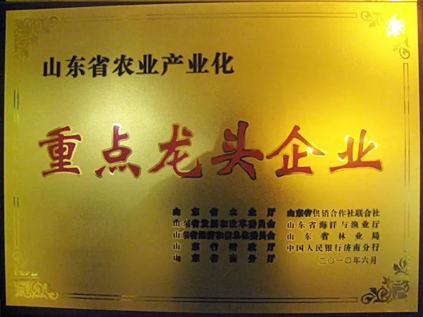 Plaque of Provincial Key Agricultural Leading Enterprises