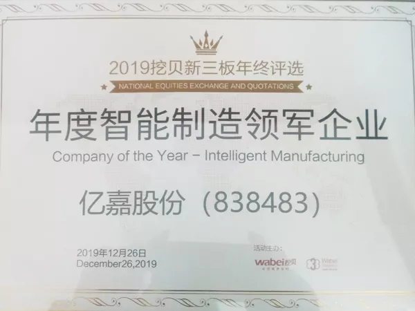 Leading enterprise in intelligent manufacturing in 2019